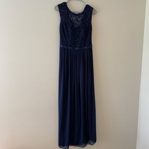 Navy blue, long bridesmaid dress